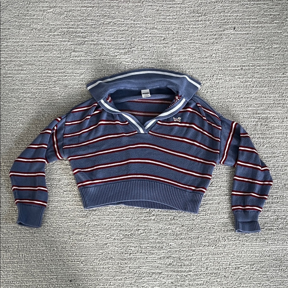 PINK Victoria's Secret Blue Knit with Red and White Accents